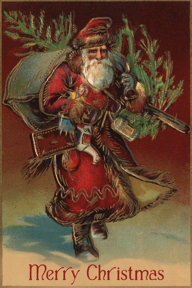 Santa with Gifts Christmas Metal Wall Art - 16x24 Gallery Quality Aluminum Decor for Holiday Home & Office Decoration | Perfect for Living Room, Bedroom, Fireplace Mantel