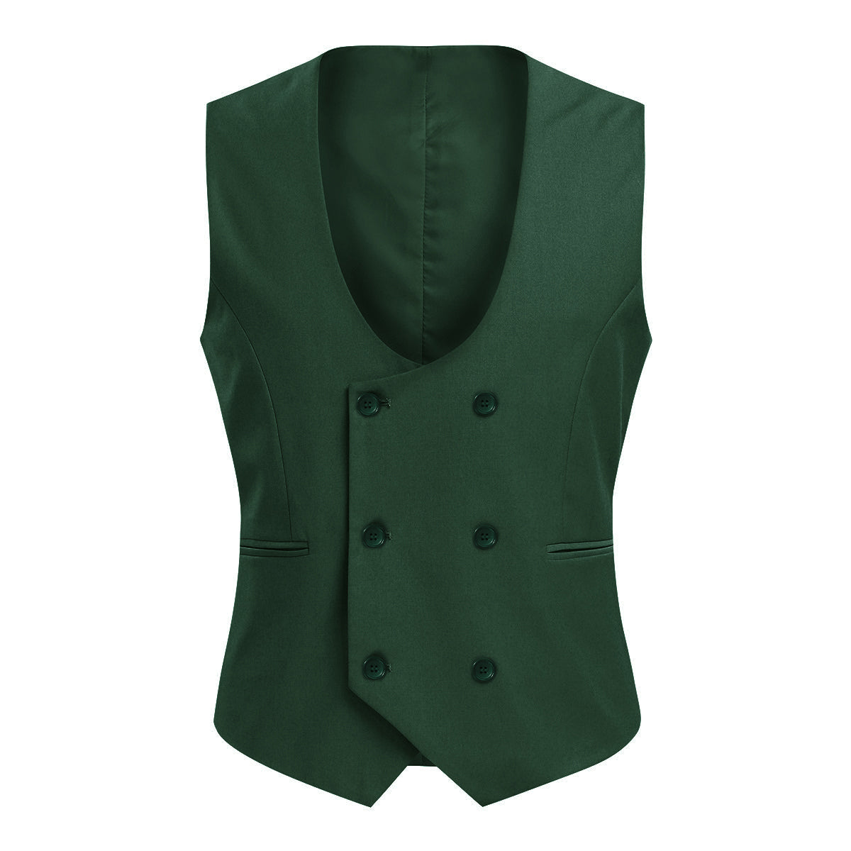 Stylish Slim Fit Double Breasted Green Vest for Men - Elegant Formal & Business Wear - Perfect for Weddings, Office & Special Occasions