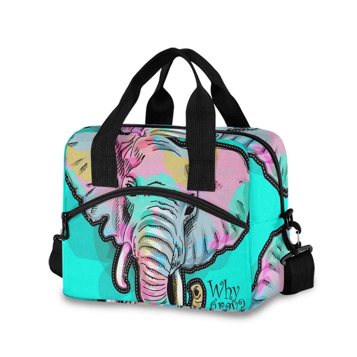 Elephant Head Insulated Lunch Bag for Women - Crossbody Lunch Box Cooler Tote with Adjustable Strap - Perfect for Work, School, Picnics & Outdoor Activities