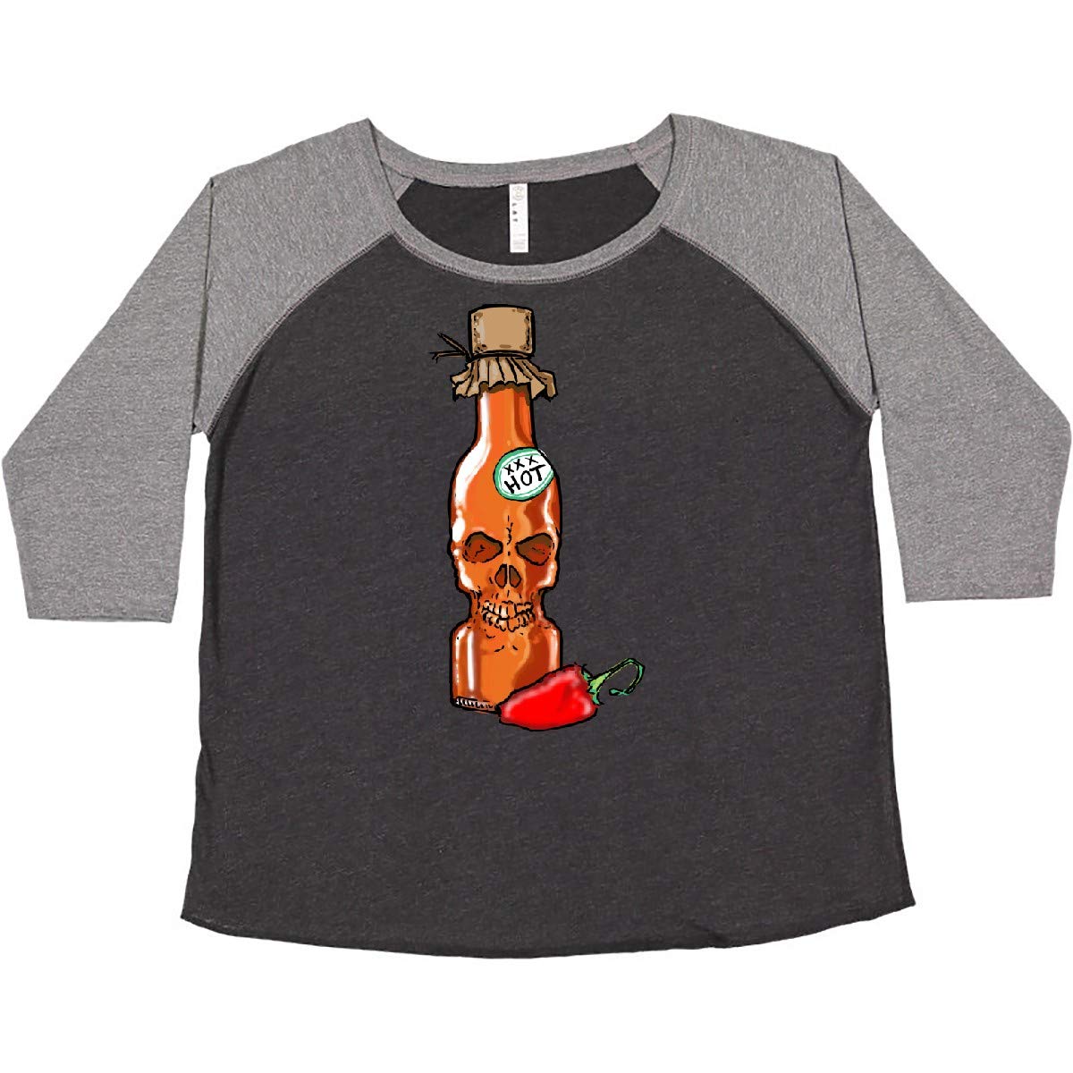 Inktastic Hot Sauce Skull Bottle with Pepper Women's Plus Size T-Shirt - Perfect for Casual Wear, Halloween Costumes & Hot Sauce Lovers