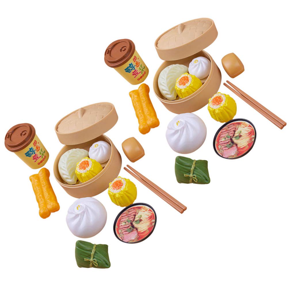 TOYANDONA 26pcs Kids Kitchen Playset with Chinese Breakfast Buns Steamer Toy, Pretend Play Food Toys for Toddlers, Boys & Girls Kitchen Accessories, Perfect for Home & Classroom Playtime