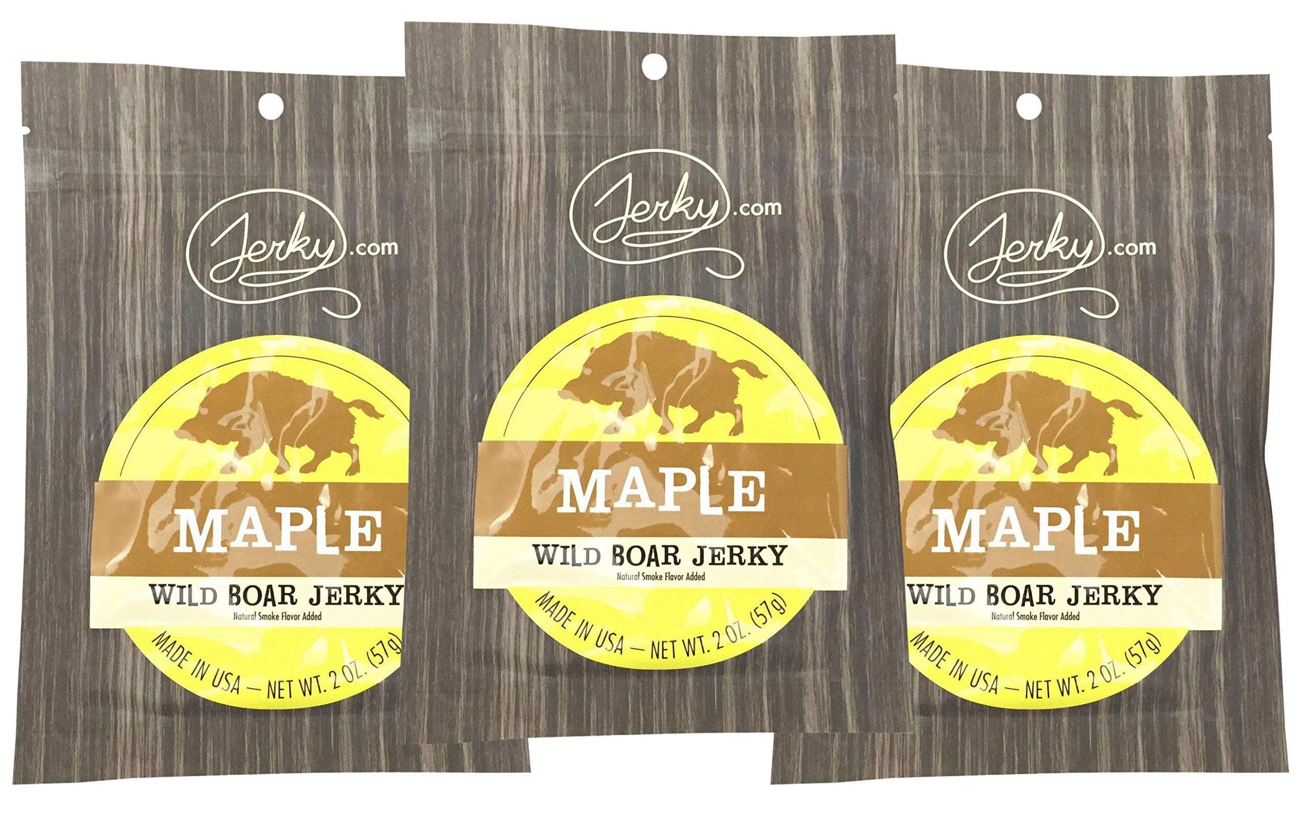 Premium Wild Boar Jerky - All-Natural Maple Flavored High Protein Snack, No Preservatives, Healthy Meat Snacks for Adults - 1.75oz (3 Pack) - Perfect for Hiking, Camping & On-The-Go Nutrition