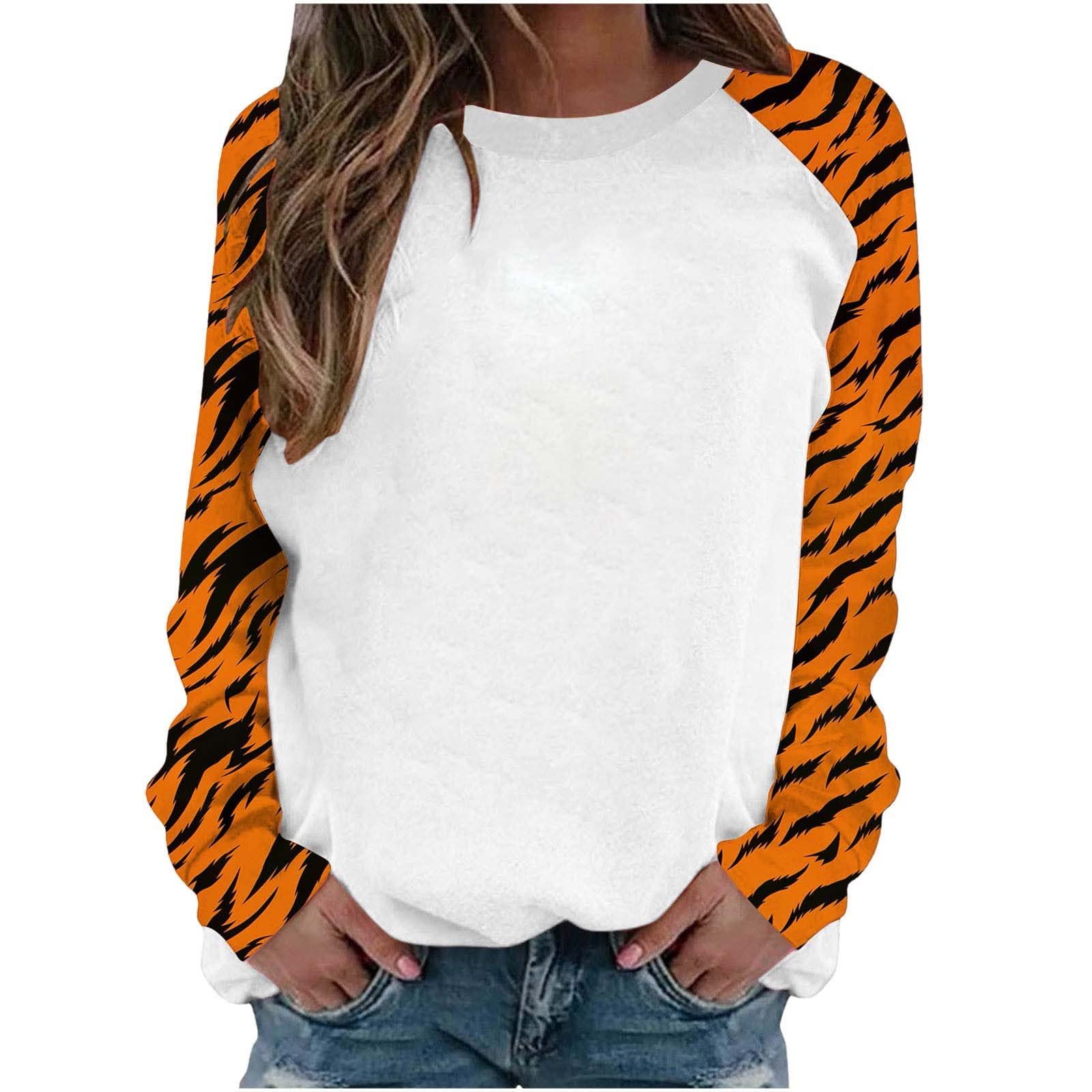 Trendy Leopard Print Women's T-Shirt - Casual Round Neck Loose Fit Long Sleeve Color Block Top for Everyday Wear, Work & Date Nights