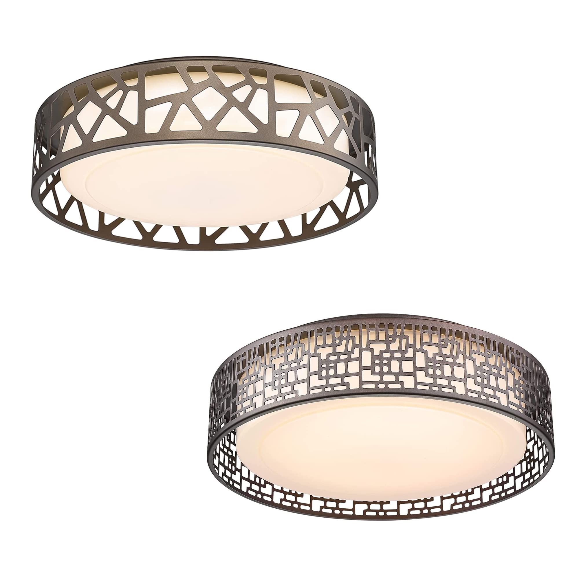VICNIE 12 Inch Flush Mount Ceiling Light Fixture - 15W 3000K Warm White LED - Oil Rubbed Bronze Finish - ETL Certified - Perfect for Bedroom, Kitchen, Hallway & Living Room Lighting (Metal Body with Acrylic Shade)