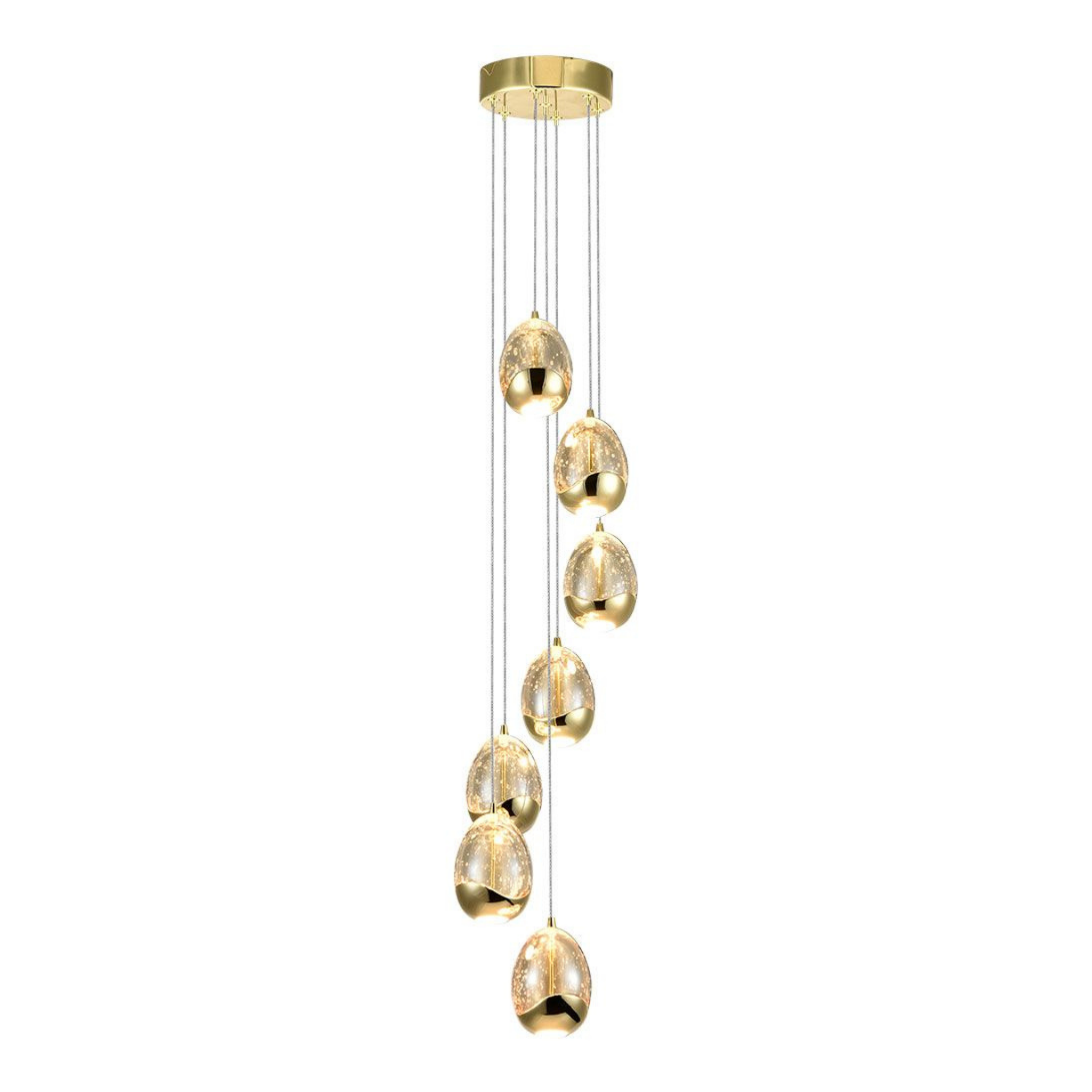 VONN Venezia 7-Light Gold LED Chandelier - Modern Crystal Ceiling Light Fixture for Dining Room, Living Room & Bedroom Lighting