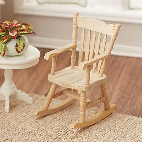 Unfinished Wooden Rocking Chair for Dollhouse Miniatures - DIY Craft Project - Perfect for Dollhouse Decor, Miniature Furniture, and Crafting Scenes