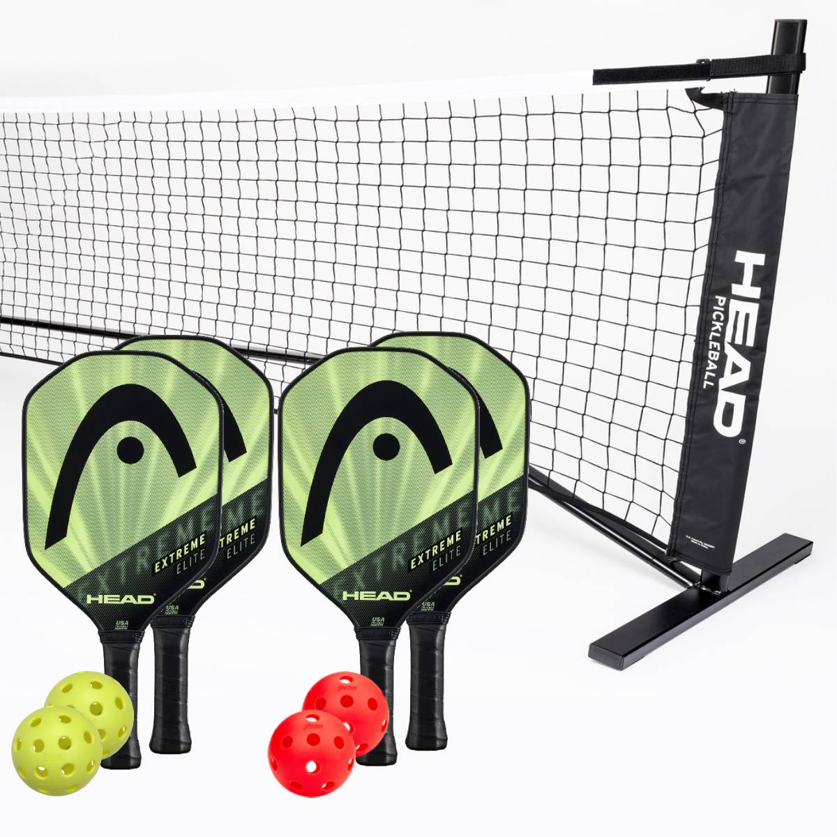 Head Extreme Elite 4-Paddle Pickleball Set with Net - Premium Pickleball Equipment for Outdoor & Indoor Play - Perfect for Backyard, Court, and Family Fun