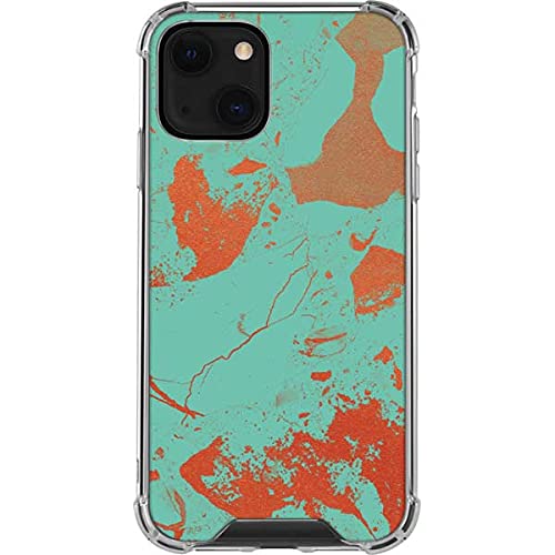 Skinit Clear Phone Case for iPhone 13 - Turquoise & Orange Marble Design | Slim Protective Cover | Perfect for Everyday Use, Work & Travel