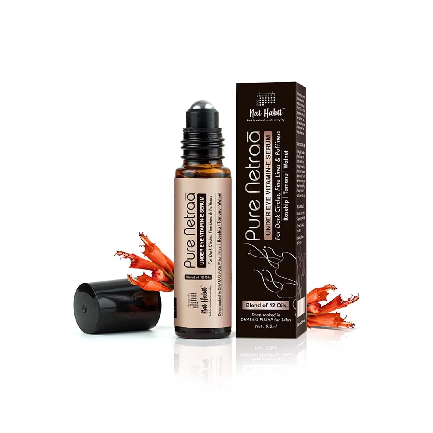 Pure Netraa Vitamin E Under Eye Serum for Dark Circles, Wrinkles & Puffiness | 100% Natural Ayurvedic Eye Cream with Rosehip, Tamanu & Walnut | Fresh Made, Deep Soaked in Dhataki for 14 Hours | Perfect for Nighttime Skincare & Morning Refreshment