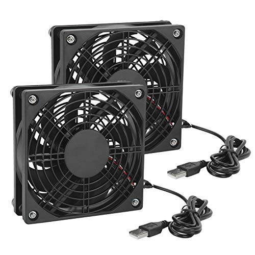 Ultra Silent PC Cooler - 120mm Computer Case Fan with Multiple Power Supply, 2-Pack Compact Cooling Fan for PC, TV, Modem & Routers - Perfect for Gaming Rigs, Home Theater & Office Workstations