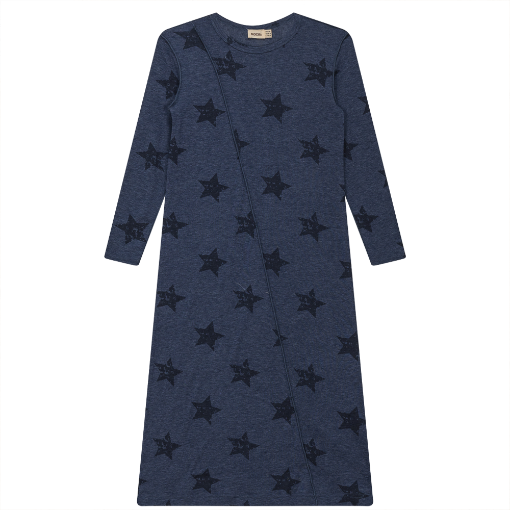 Vintage Distressed Stars Print Dress for Women - Boho Chic Flowy Maxi Dress for Casual Outings, Beach Vacations & Music Festivals