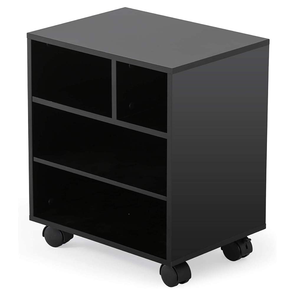 Portable Mobile Printer Stand with Wheels - Adjustable Under Desk Organizing Storage Cabinet for Home & Office Workspace Organization