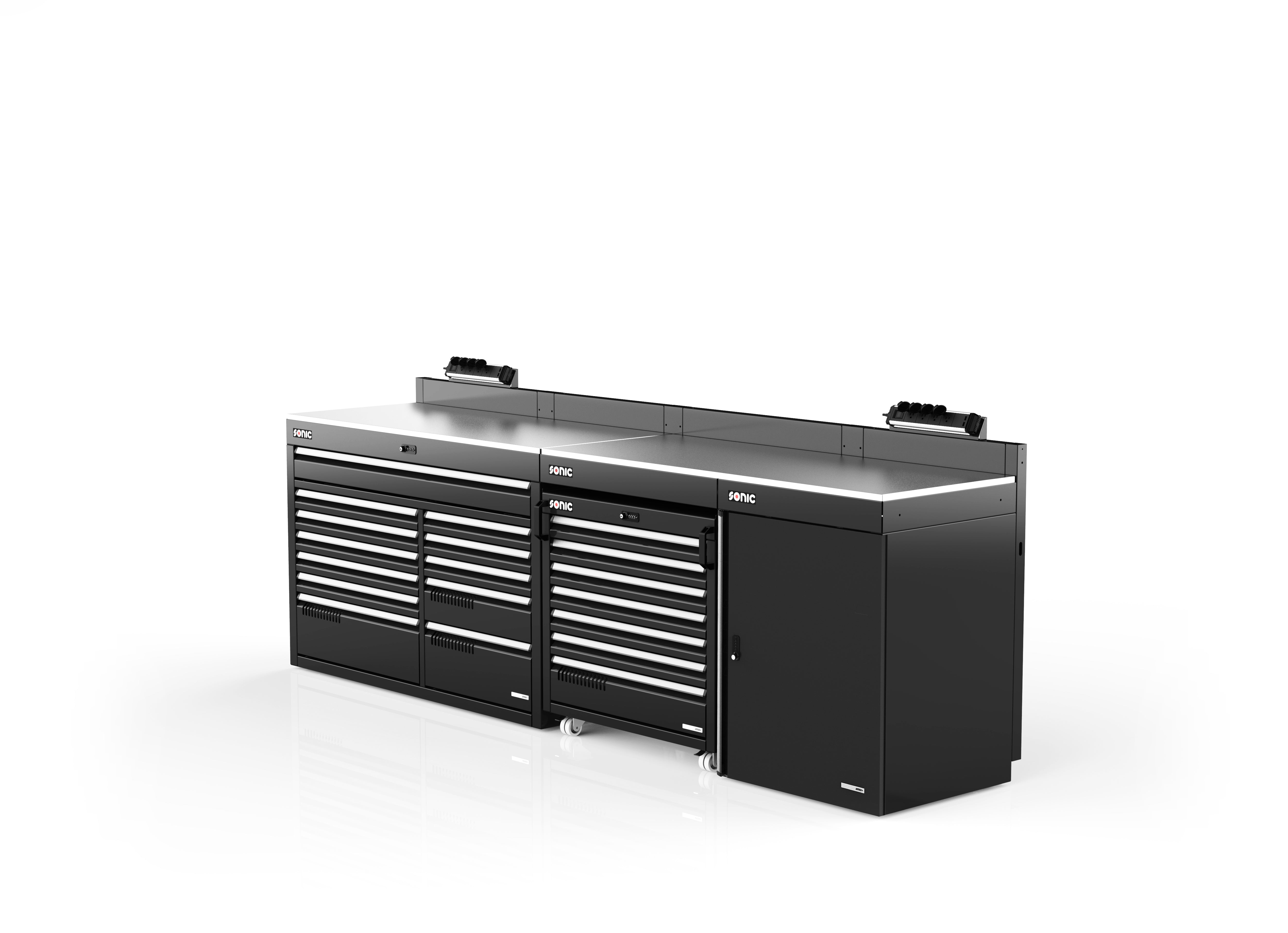 Sonic Tools MSS+ 124 Professional 19-Drawer Tool Chest Set with Storage - Perfect for Home Garage, Auto Repair Shops & DIY Projects