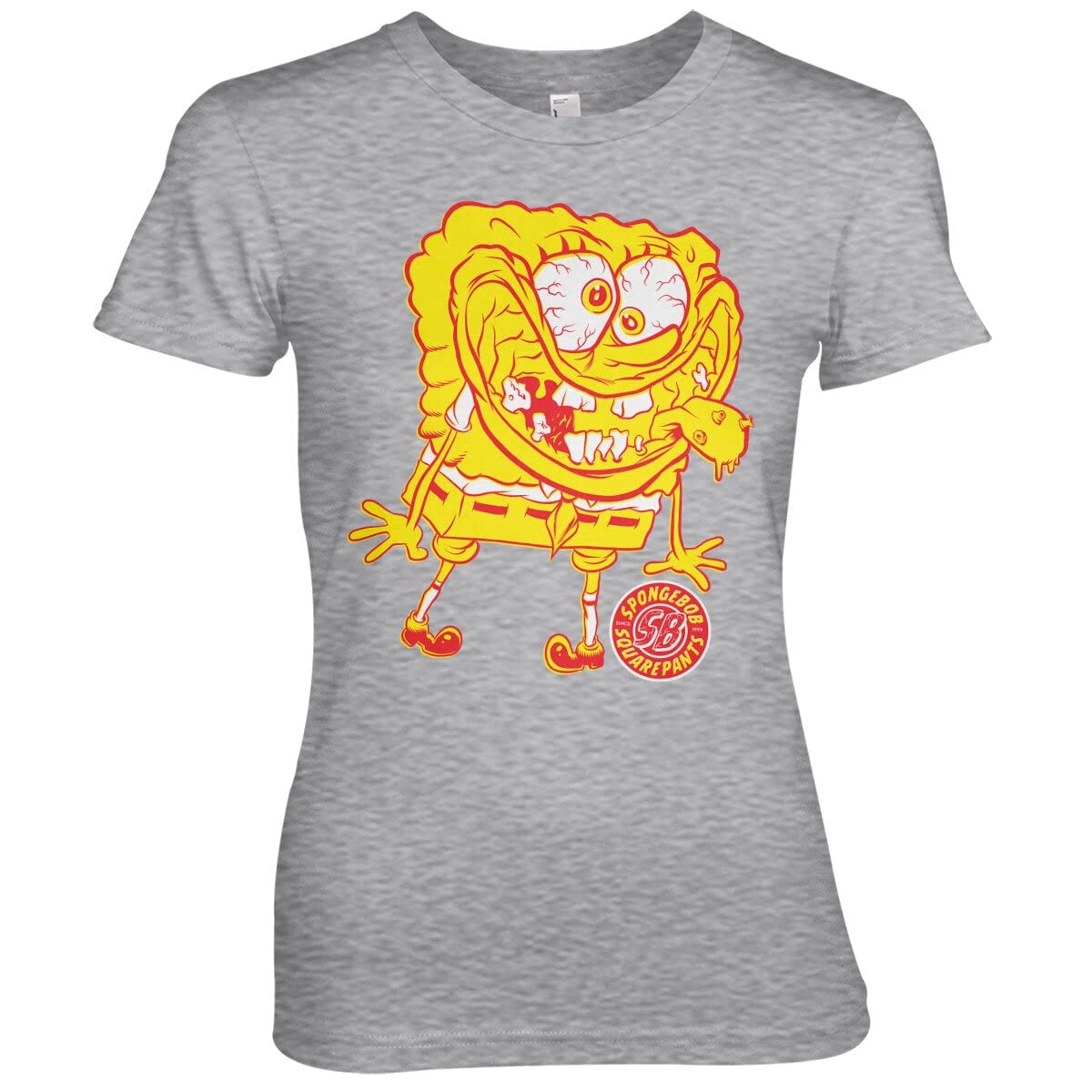 SpongeBob SquarePants Official Licensed Funny Women's Graphic T-Shirt - Heather Grey, Large Size - Perfect for Casual Wear, Cosplay & Cartoon Lovers Gift