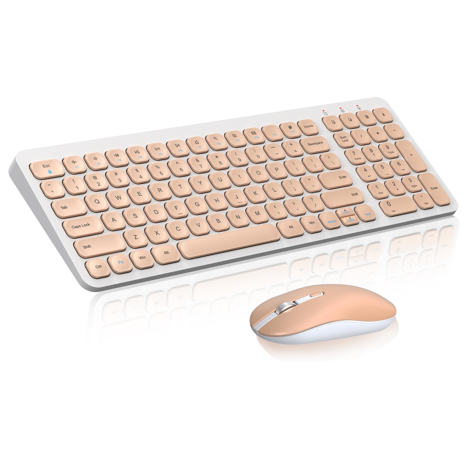 Cimetech Wireless Keyboard and Mouse Combo - Ultra-Thin 2.4G Full-Size Wireless Keyboard & Mouse Set with Silent Keys for Windows PC, Laptop, Desktop - Sleek Bright Pink Design for Office, Gaming & Home Use