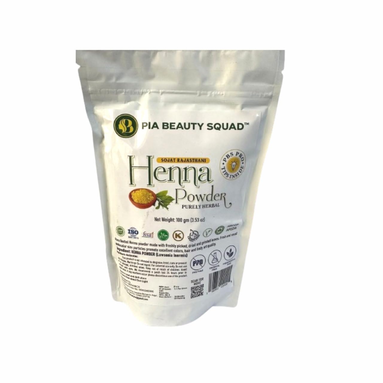 100% Pure Organic Rajasthani Henna Powder - Ultra Filtered & Fresh for Natural Hair Dye, Tattoos & Skin Care