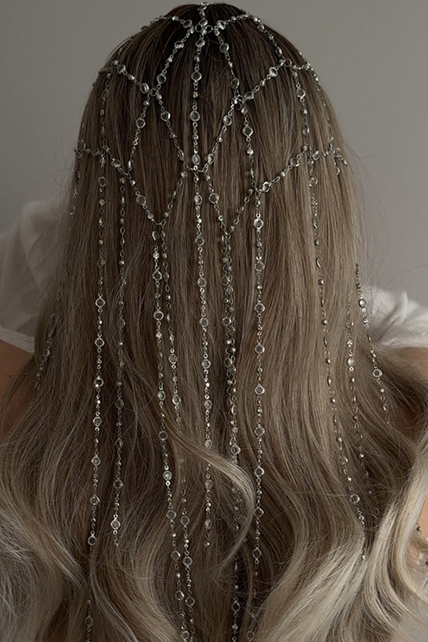 Luxury Rhinestone Tassel Headband for Women - Elegant Crystal Hair Accessories for Parties, Weddings & Special Occasions