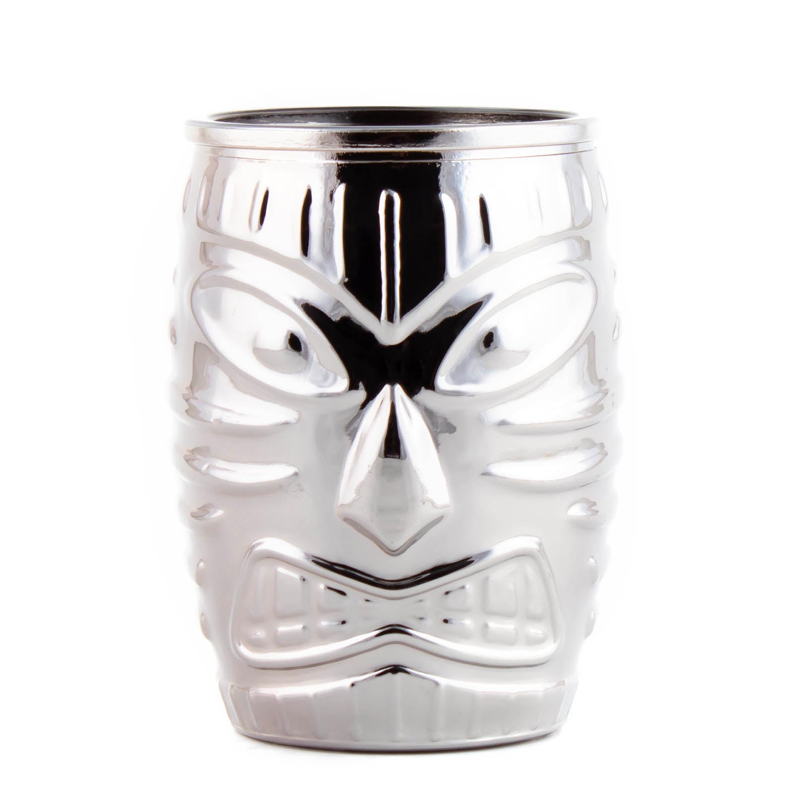 BarConic® Silver Plated Tiki Old Fashioned Cocktail Glass - Vintage Style Drinking Cup for Whiskey, Rum & Tropical Cocktails - Perfect for Home Bars, Luau Parties & Tiki Themed Events