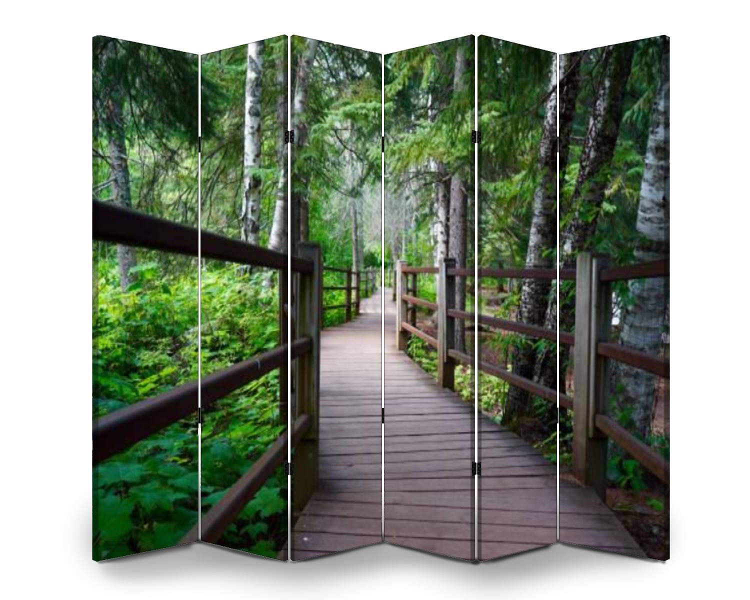 APED DECOR 6-Panel Wooden Room Divider - Handcrafted Folding Privacy Screen with Gooseberry River Canvas Design, Dual-Sided Wall Partition for Home & Office Decor | Perfect for Living Rooms, Bedrooms, and Studio Spaces