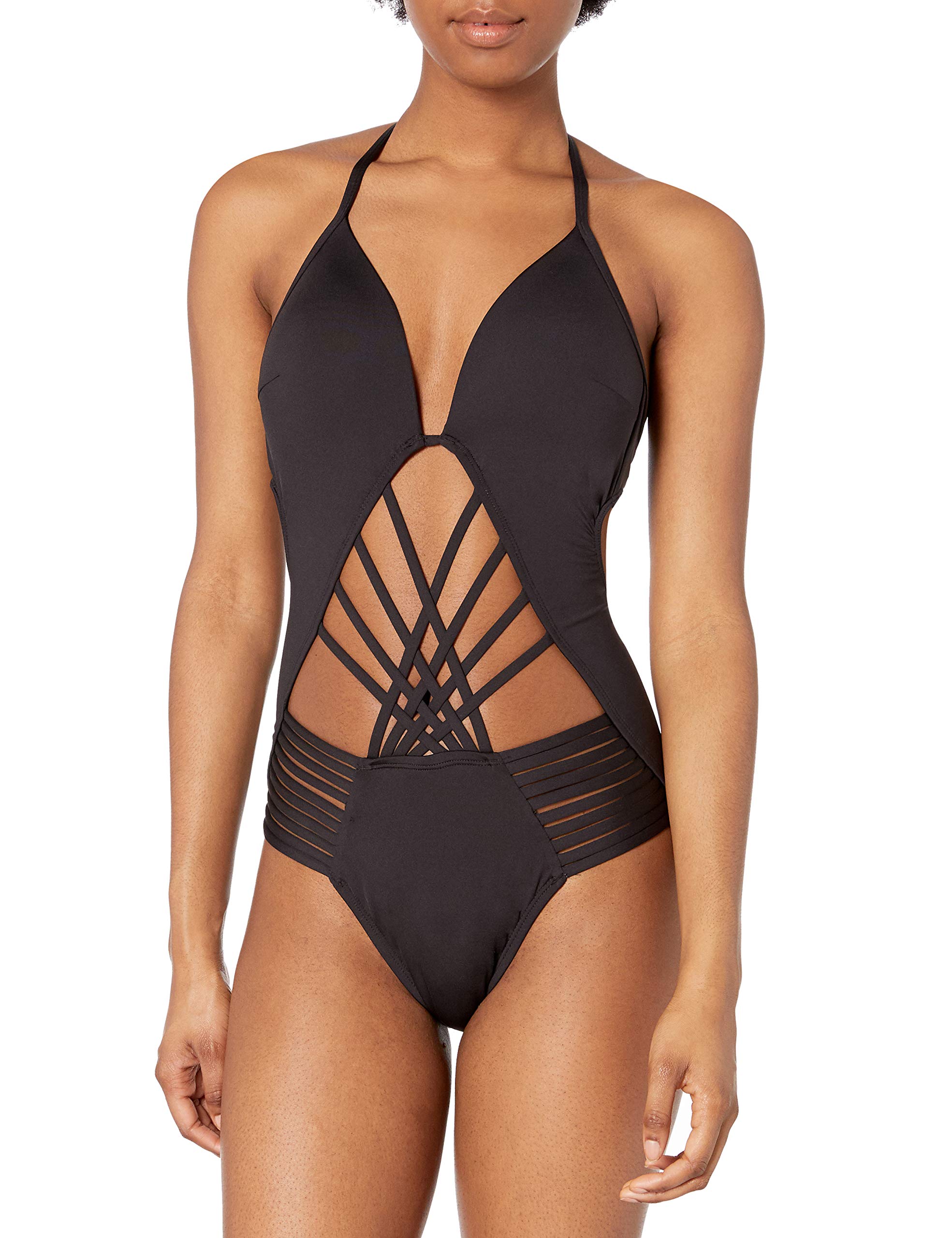 Kenneth Cole New York Women's Strappy Cut Out Halter One Piece Swimsuit - Sexy Summer Swimwear for Beach, Pool & Vacation
