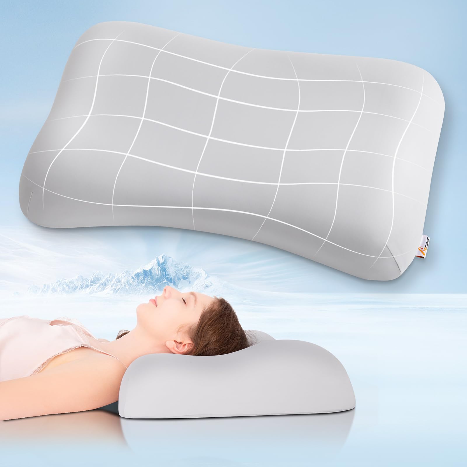 Zero Pressure Cervical Pillow with Cooling Gel & 70D Memory Foam - Orthopedic Neck Support Pillow for Side, Back & Stomach Sleepers - Relieves Pain & Improves Sleep Quality