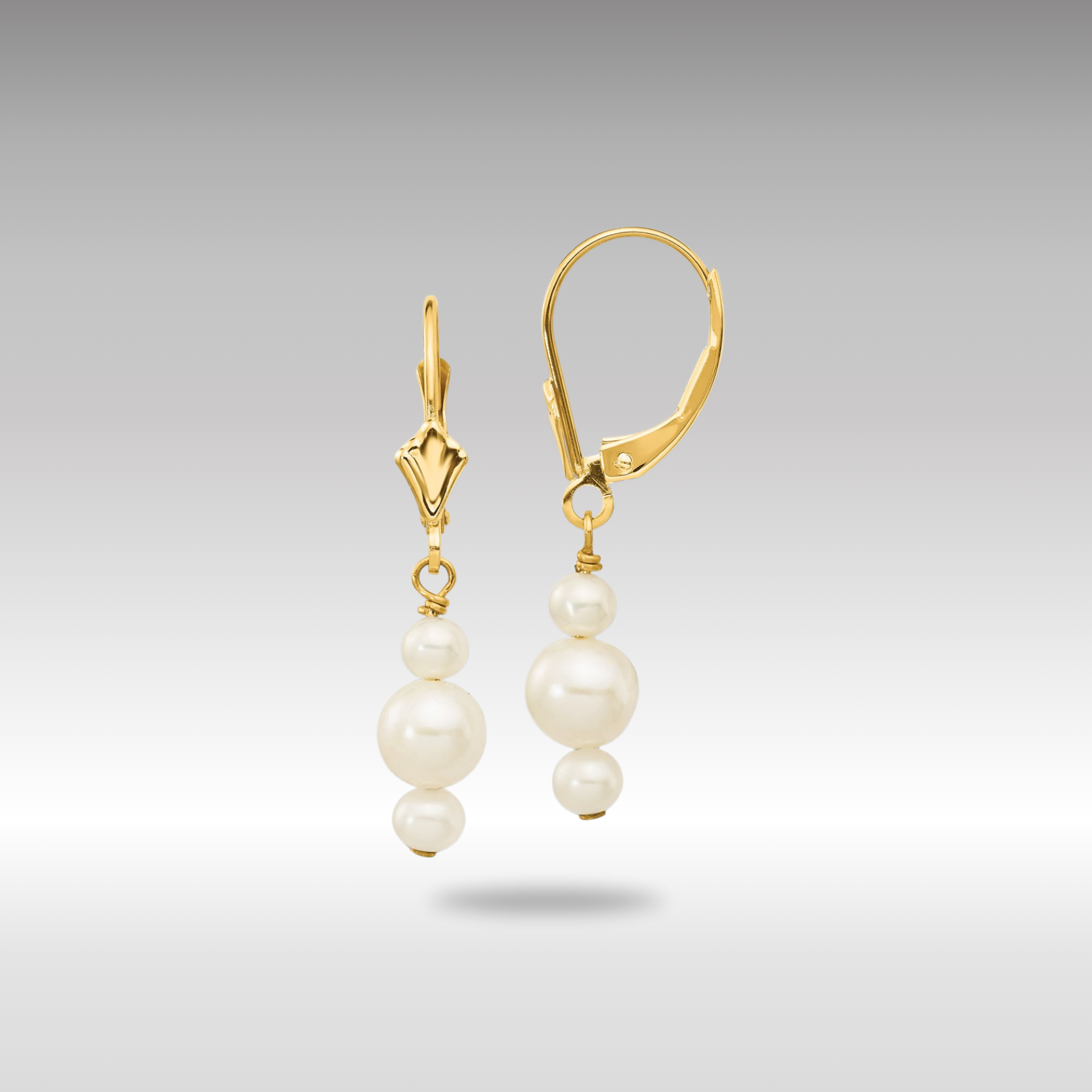 Gold 3.5mm & 5.5mm Semi-Round FWC Pearl Leverback Dangle Earrings (Model XF436E) - Elegant Jewelry for Women, Perfect for Weddings, Parties & Special Occasions