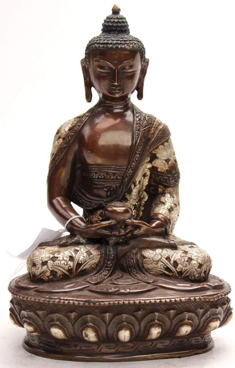 8 Inch Antiqued Amitabha Buddha Statue - Handcrafted Buddhist Sculpture for Home Altar, Meditation & Spiritual Decor
