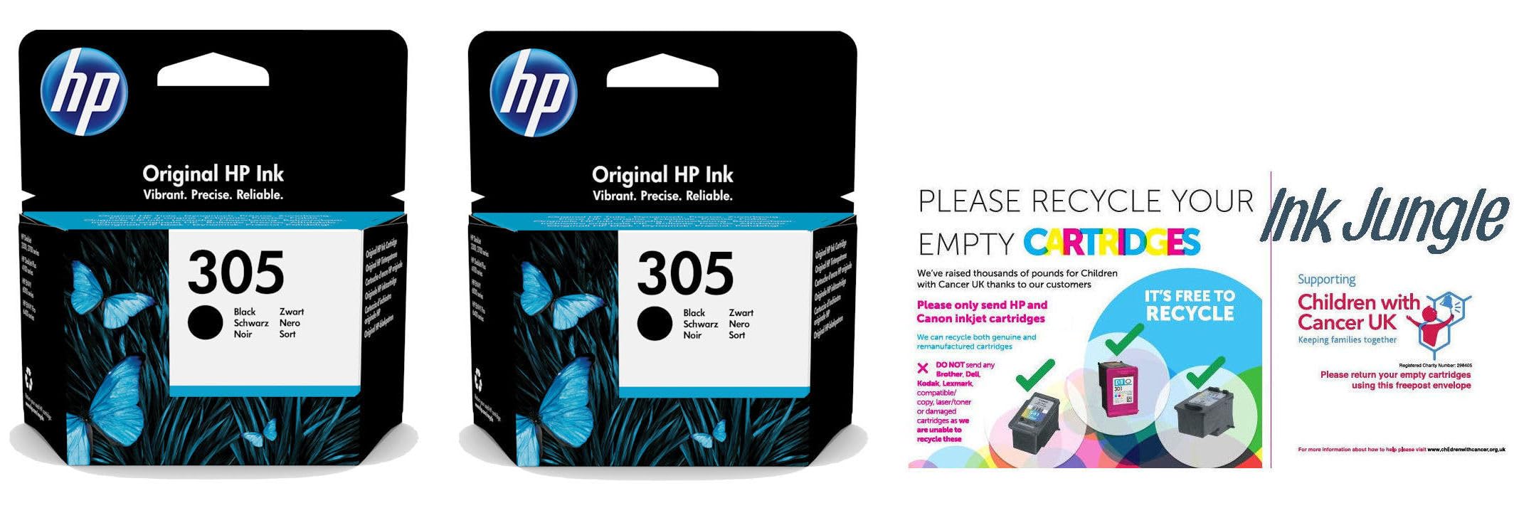 HP 305 Black Ink Cartridges 2-Pack - Compatible with ENVY 6010/6020/6030 Series - Home & Office Printing