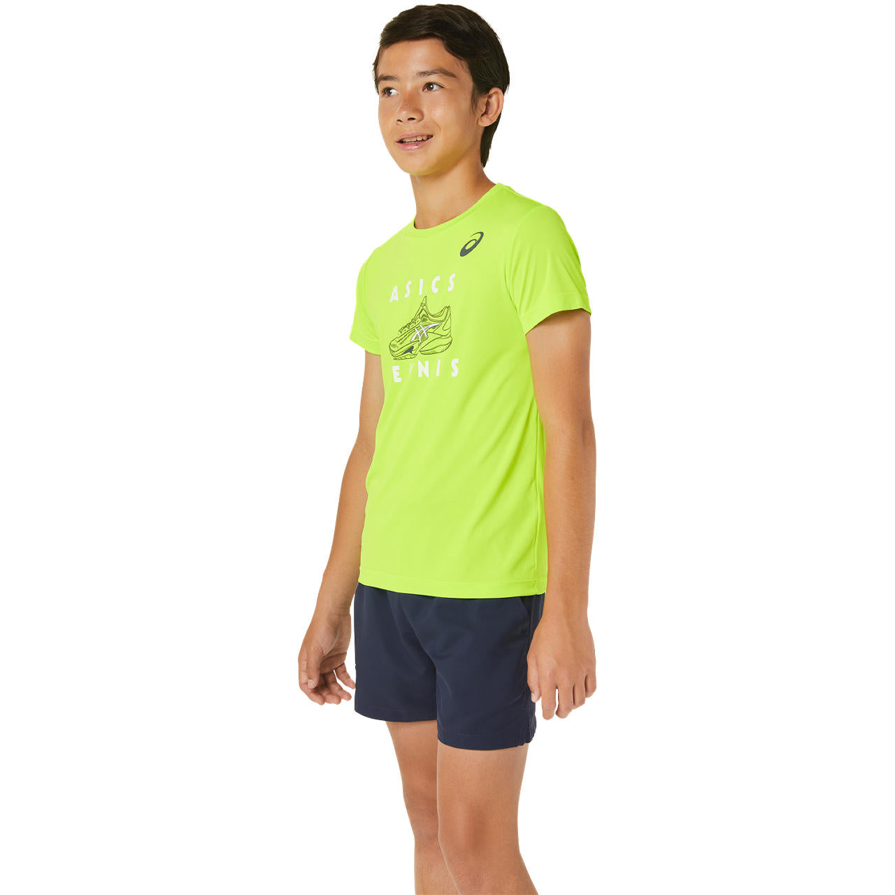 ASICS Boys' Tennis Graphic Short Sleeve T-Shirt - Green Athletic Performance Tee for Junior Tennis Players - Perfect for Training, Matches & Casual Wear