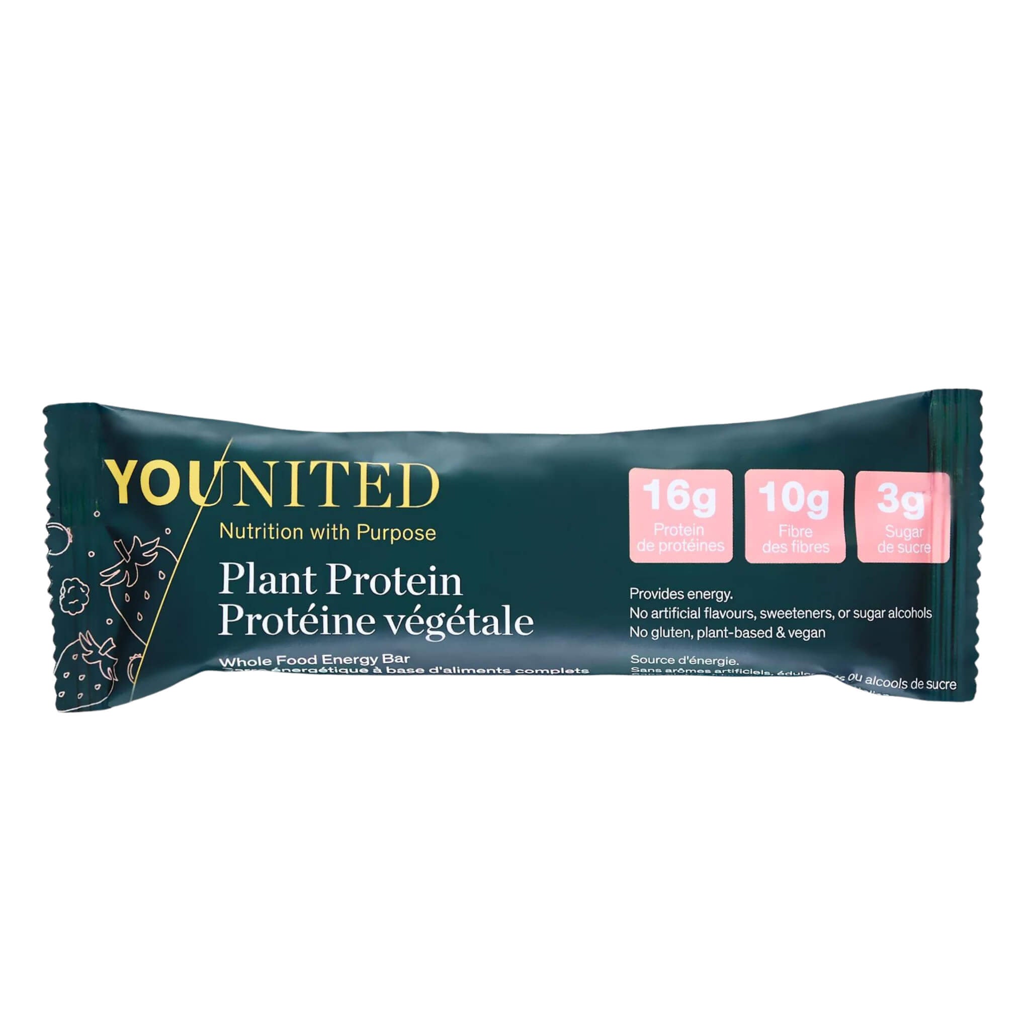 Organic Plant Protein Whole Food Energy Bar - Vegan, Gluten-Free, Non-GMO - Summer Berries Flavor - Perfect for Hiking, Workouts & Healthy Snacking