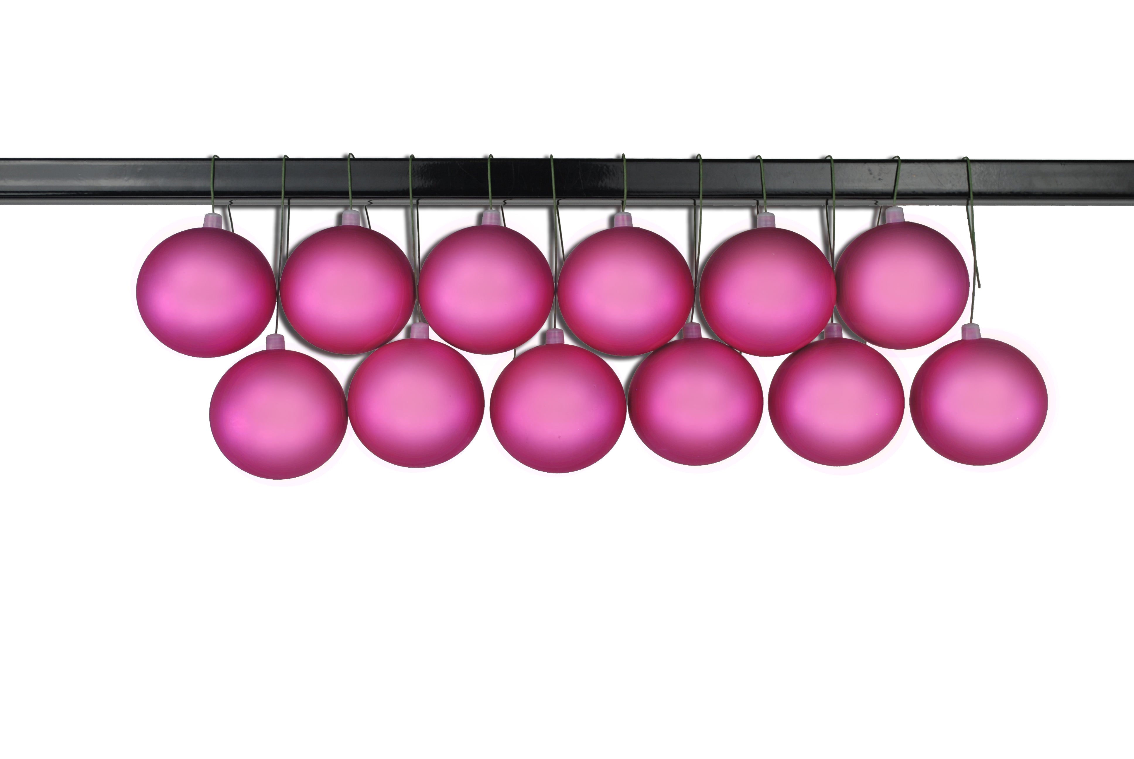 12 Pack 70mm 2.75 Inch Matte Pink Christmas Ball Ornaments - UV Coated with Wire Hangers for Holiday Tree Decorations, Party Decor, and Home Festive Decorating