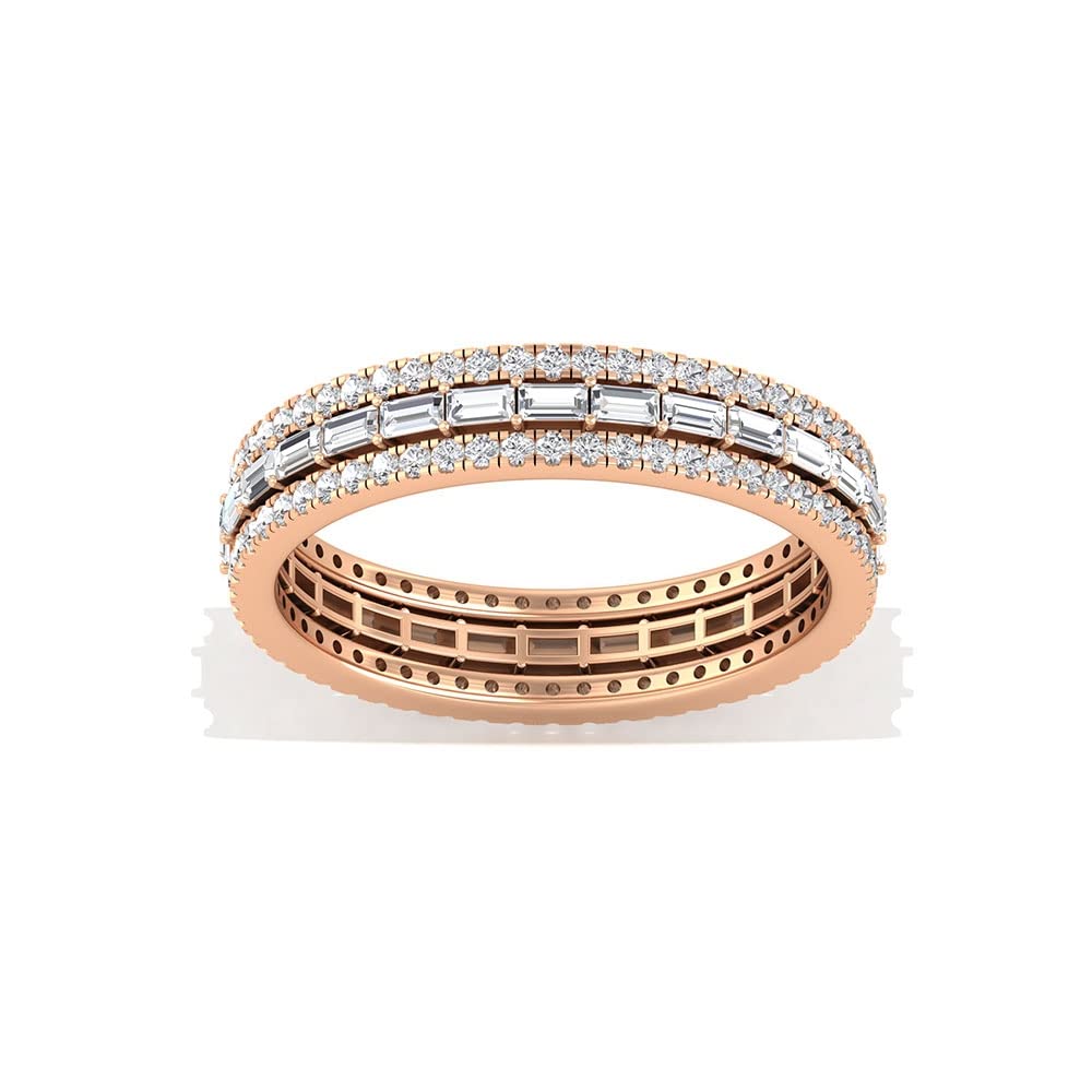 1.25 CT Moissanite Full Eternity Ring - Baguette & Round Cut 14K Solid Gold Wedding Band for Women, Elegant Stackable Ring for Anniversary, Engagement, or Bridal Jewelry Gift