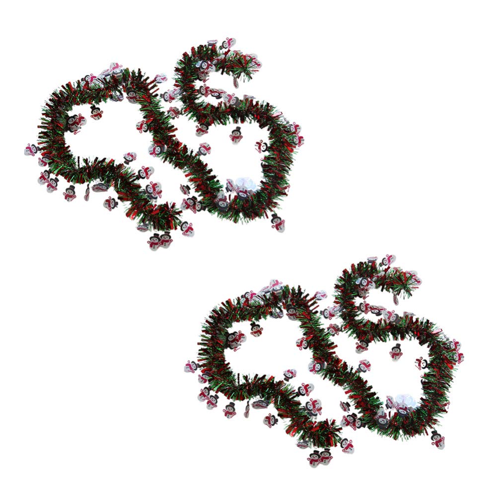 Amosfun 2-Pack Christmas Tinsel Garland Decorations - Sparkly Snow Tinsel Garlands for Christmas Tree, Holiday Party & Wedding Decor - Santa Claus Design - Perfect for Home, Office & Festive Celebrations