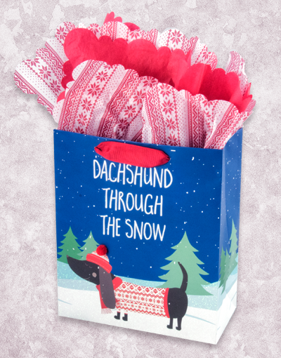 Christmas Dachshund Snow Garden Gift Bags - Perfect for Holiday Party Favors, Gift Wrapping & Festive Decorations