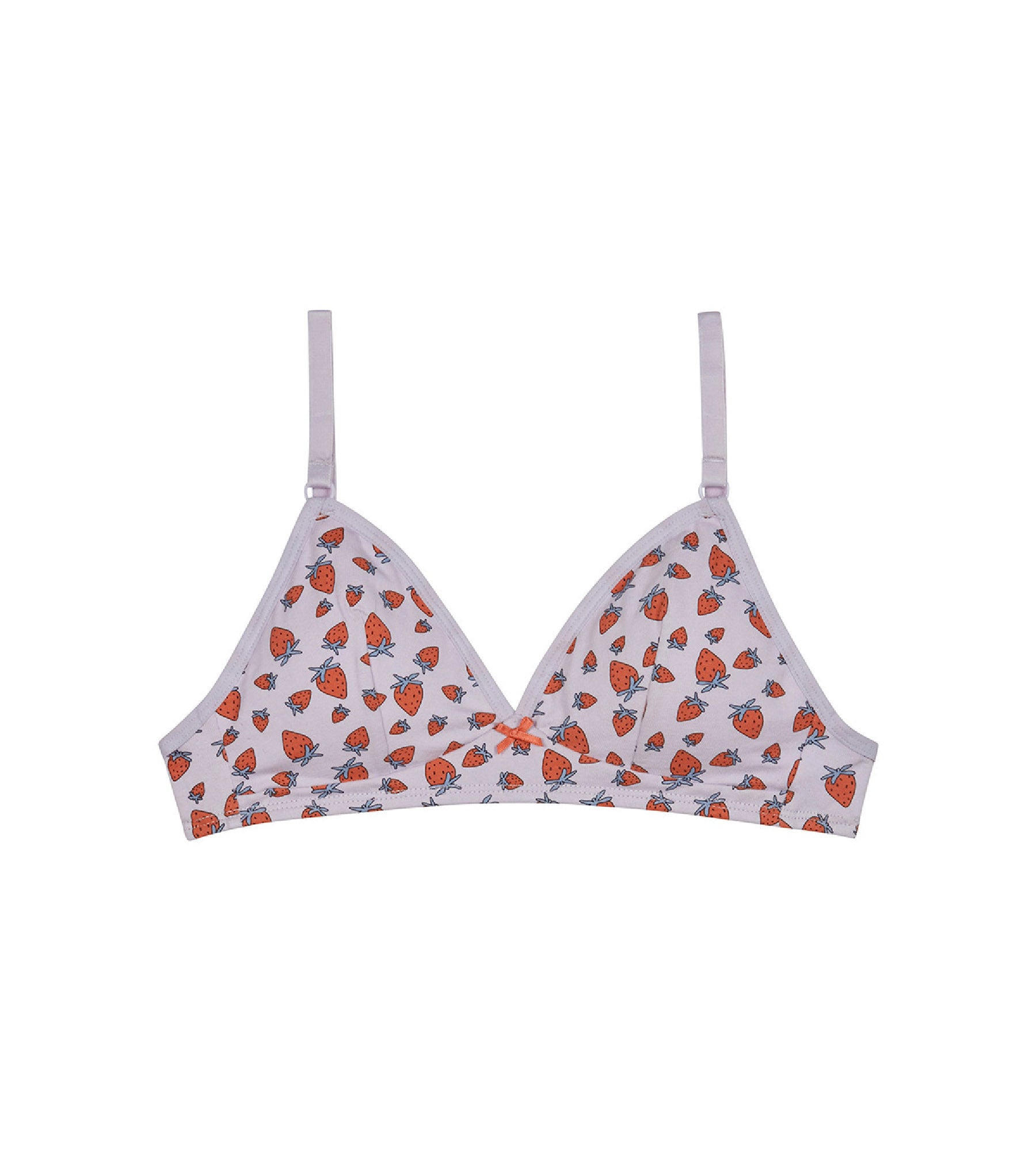 Wire-Free Stretch Cotton Triangle Bralette with Strawberry Print - Comfortable Lounge & Sleep Wear for Women