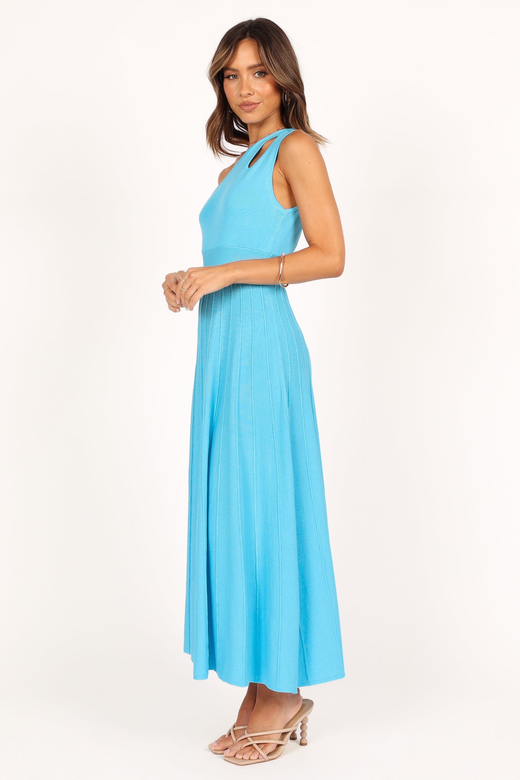 Flynn Midi Knit Dress for Women - Soft Stretch Blue Casual Dress for Everyday Wear | Perfect for Office, Brunch & Date Nights