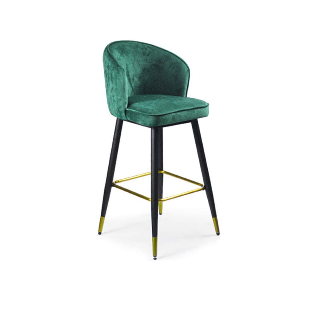 Modern Velvet Bar Stools with Metal Frame - 75cm Nordic Backrest Chairs for Home, Cafe & Restaurant - Minimalist Luxury Counter Stools in Copper Green (Perfect for Kitchen Islands, Bars & Reception Areas)