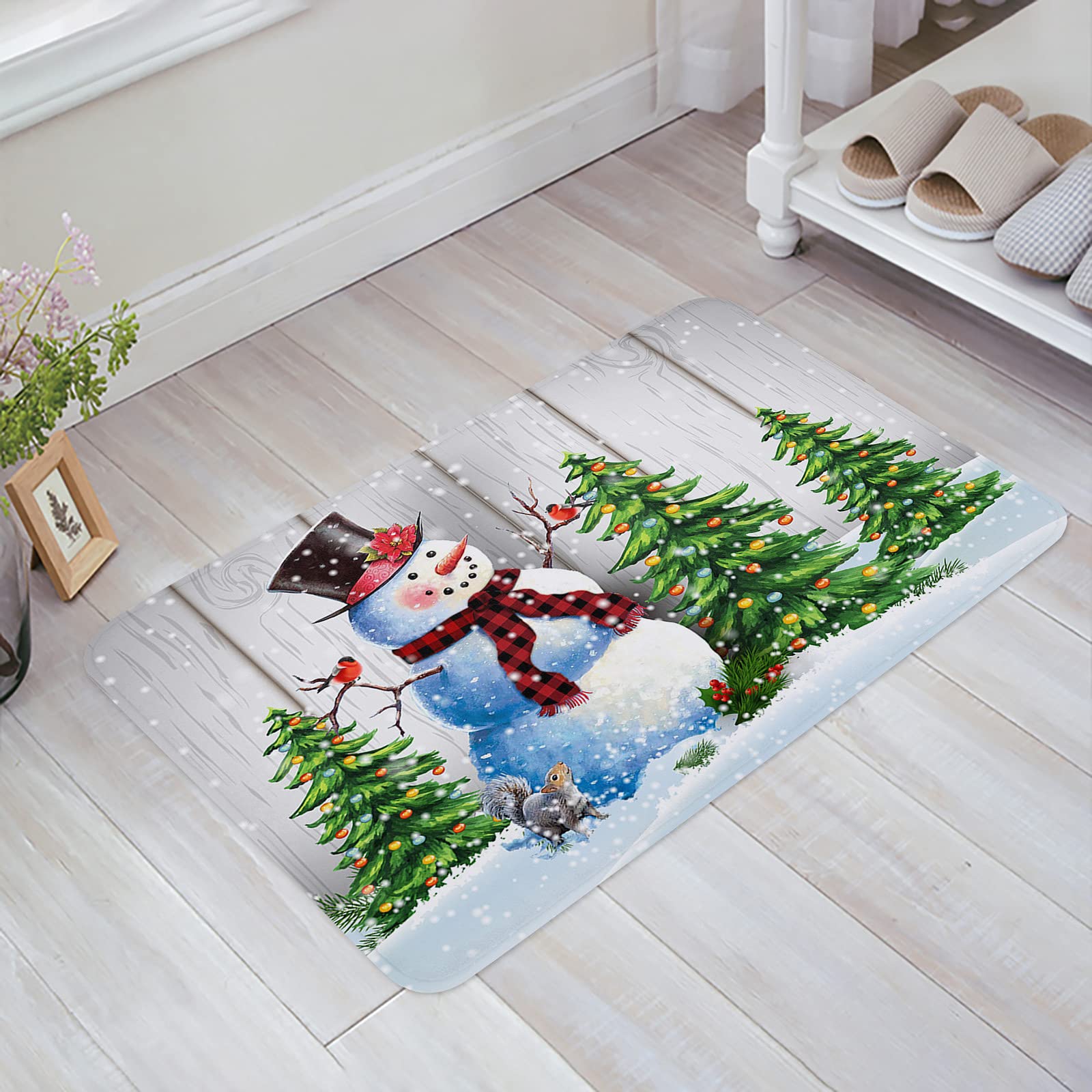 18x30in Wood Grain Outdoor Rug - Christmas Snowflake Decor for Bedroom, Living Room