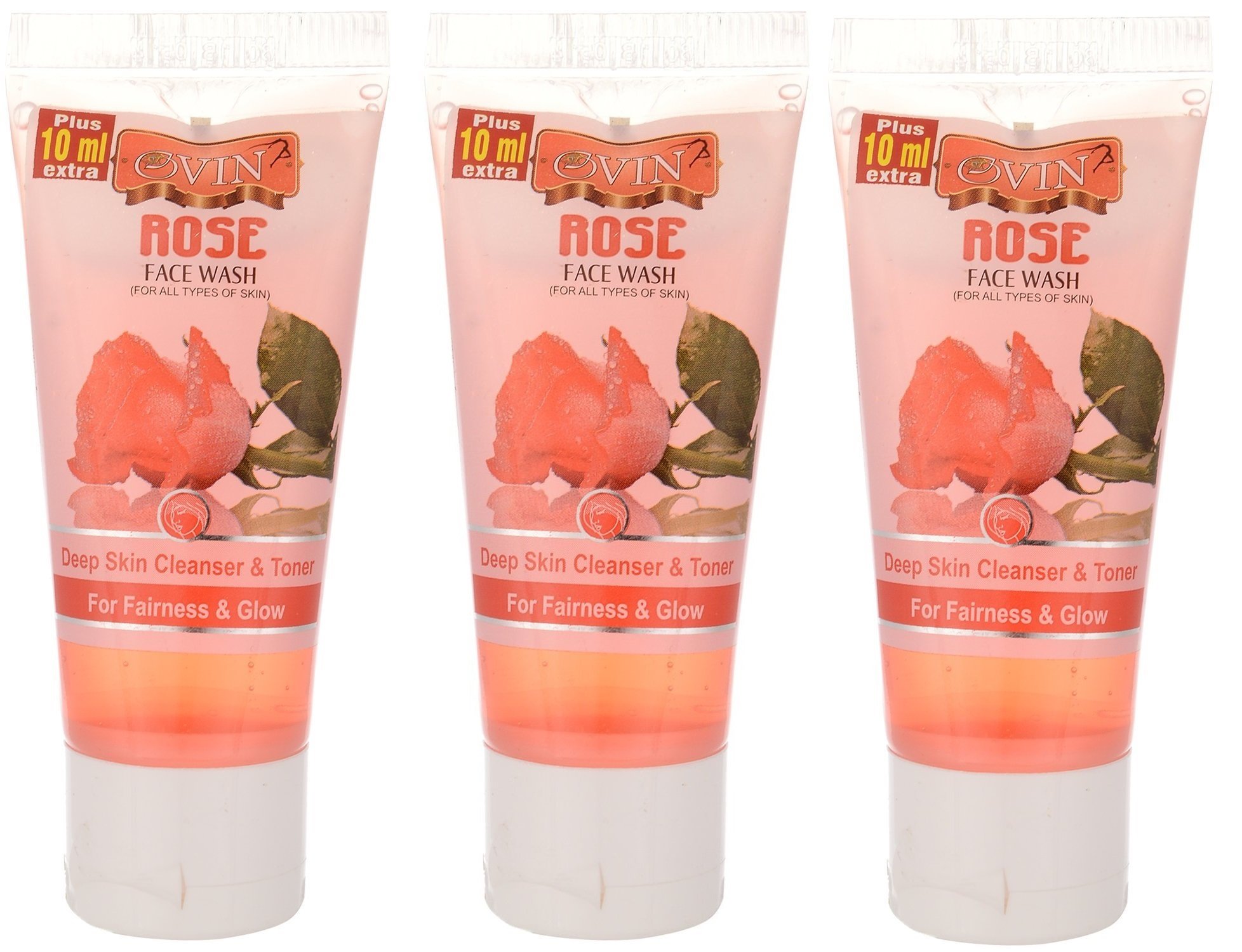 Ovin Gentle Rose Herbal Face Wash - Pack of 3 | Natural & Hydrating Cleanser for Sensitive Skin | Daily Skincare Routine & Travel Essential