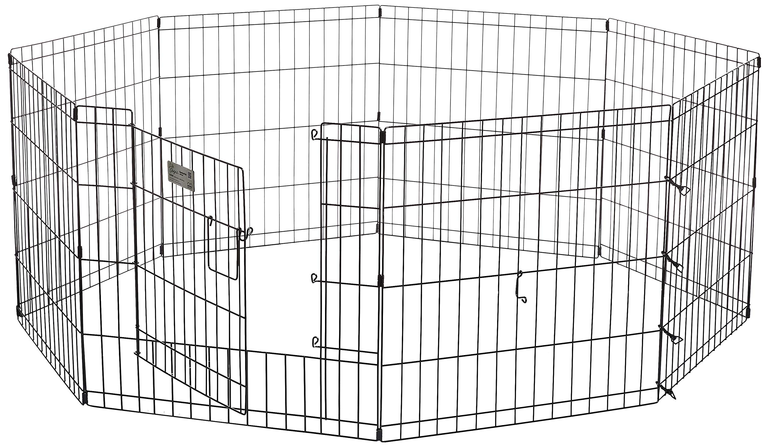 MidWest Homes for Pets 24-Inch Black Exercise Pen with Secure Max Lock Door - Indoor/Outdoor Pet Playpen for Dogs, Puppies, and Small Animals - Perfect for Training, Playtime, and Backyard Safety
