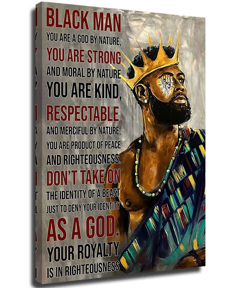 African Abstract Wall Art - Black Man Portrait Framed Artwork 12