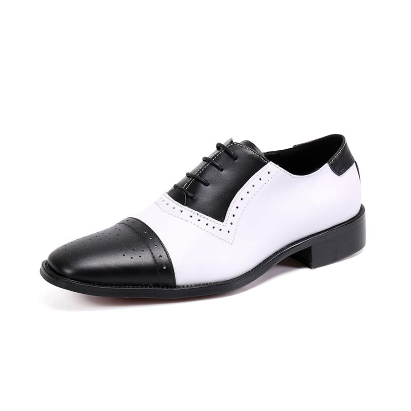 Men's Fashionable Retro Black & White Dress Shoes | Trendy British Brogue Casual Shoes | Perfect for Office, Weddings & Formal Events