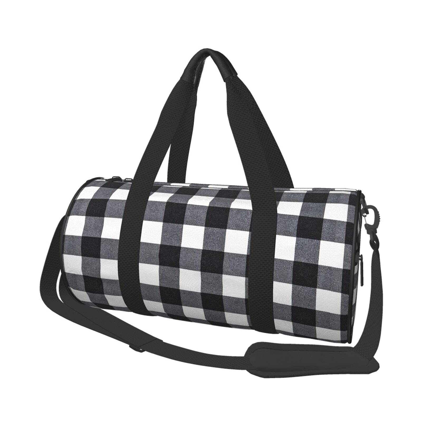Stylish Gray & Black Buffalo Plaid Duffle Bag - Large Travel Gym Bag for Men & Women - Perfect for Sports, Weekend Trips & Overnight Travel - Water-Resistant Durable Luggage with Spacious Storage