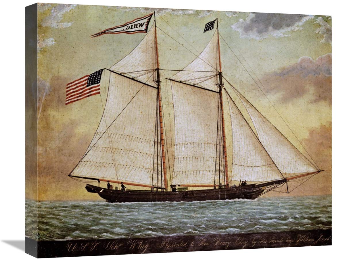 22 Inch The Schooner Whig Art Print - American School Painting - Nautical Wall Decor for Living Room, Office & Coastal Home