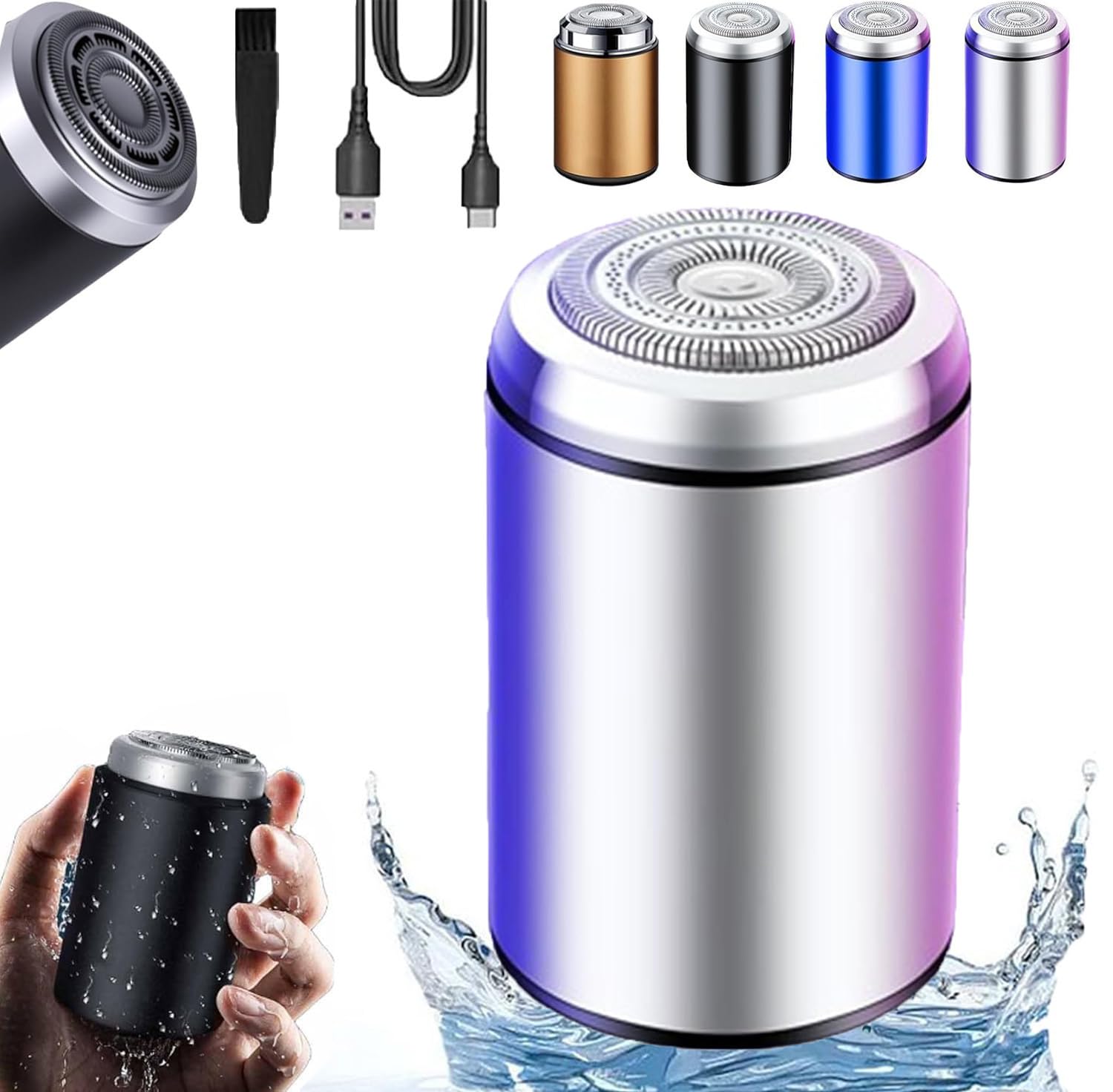 Mini Electric Shaver for Men - USB Rechargeable Waterproof Beard Trimmer & Facial Hair Clipper, Portable Travel Shaver with Precision Blades (Silver) | Perfect for Home, Travel & Gym Use