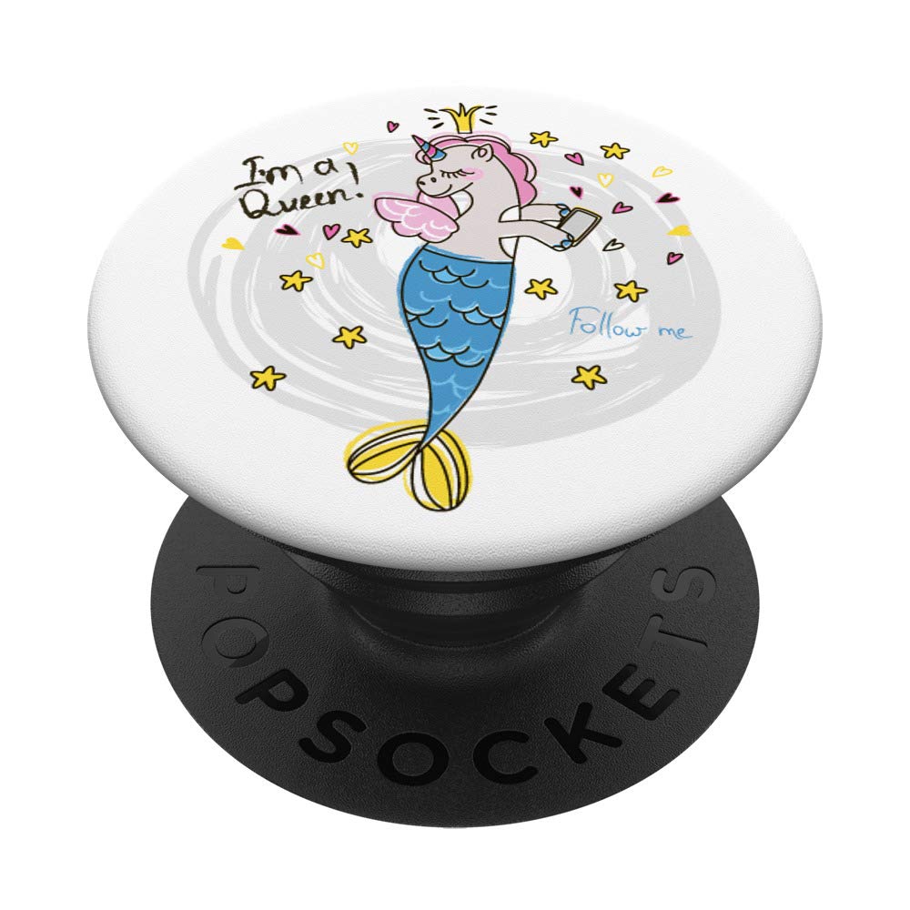Blinking Unicorn Mermaid Necklace - I'm A Queen Follow Me On White | Cute Fashion Jewelry for Women & Girls | Perfect for Parties, Gifts & Everyday Wear