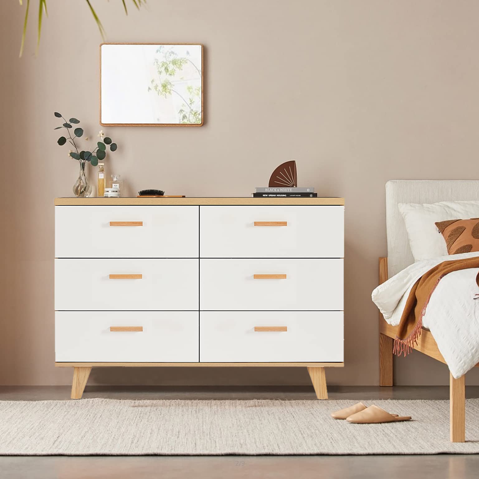 Modern 6-Drawer Wooden Dresser - Storage Cabinet for Bedroom & Living Room