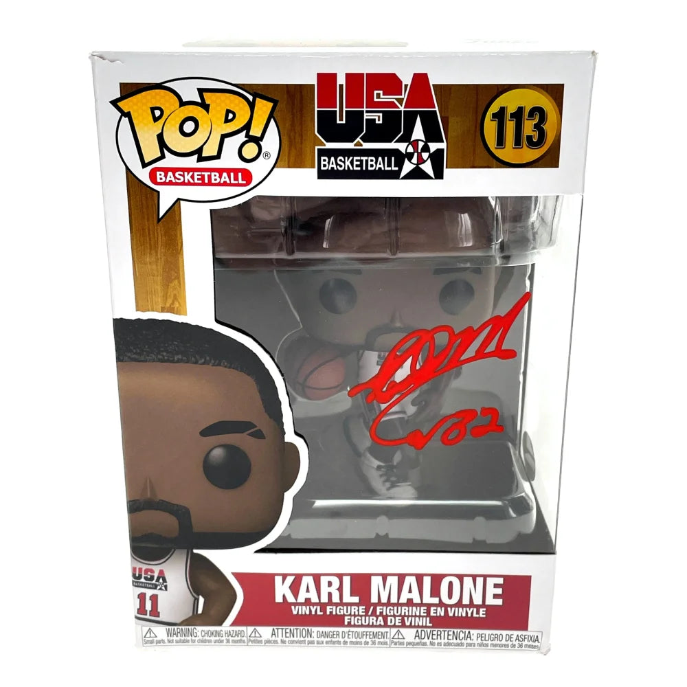 Karl Malone Signed USA 1992 Dream Team Funko Pop with COA & JSA Authentication - Utah Jazz Basketball Memorabilia - Perfect for Collectors, Sports Fans, and Home Display