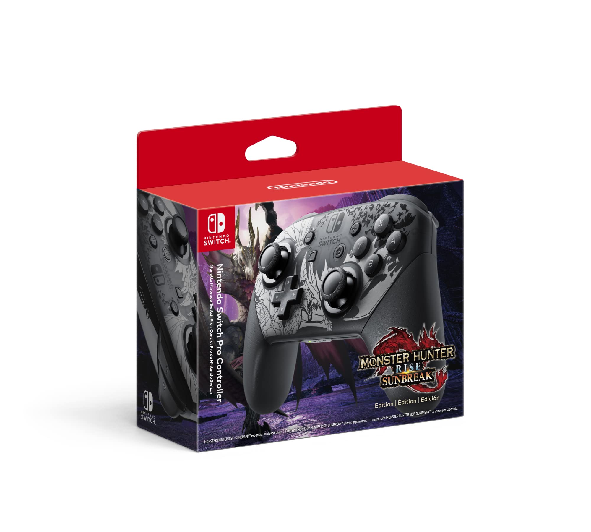 Nintendo Switch Pro Controller - Monster Hunter Rise: Sunbreak Edition - Wireless Gamepad for Switch/Switch OLED - Ergonomic Design for Long Gaming Sessions - Perfect for Monster Hunter Fans and Action RPG Gamers