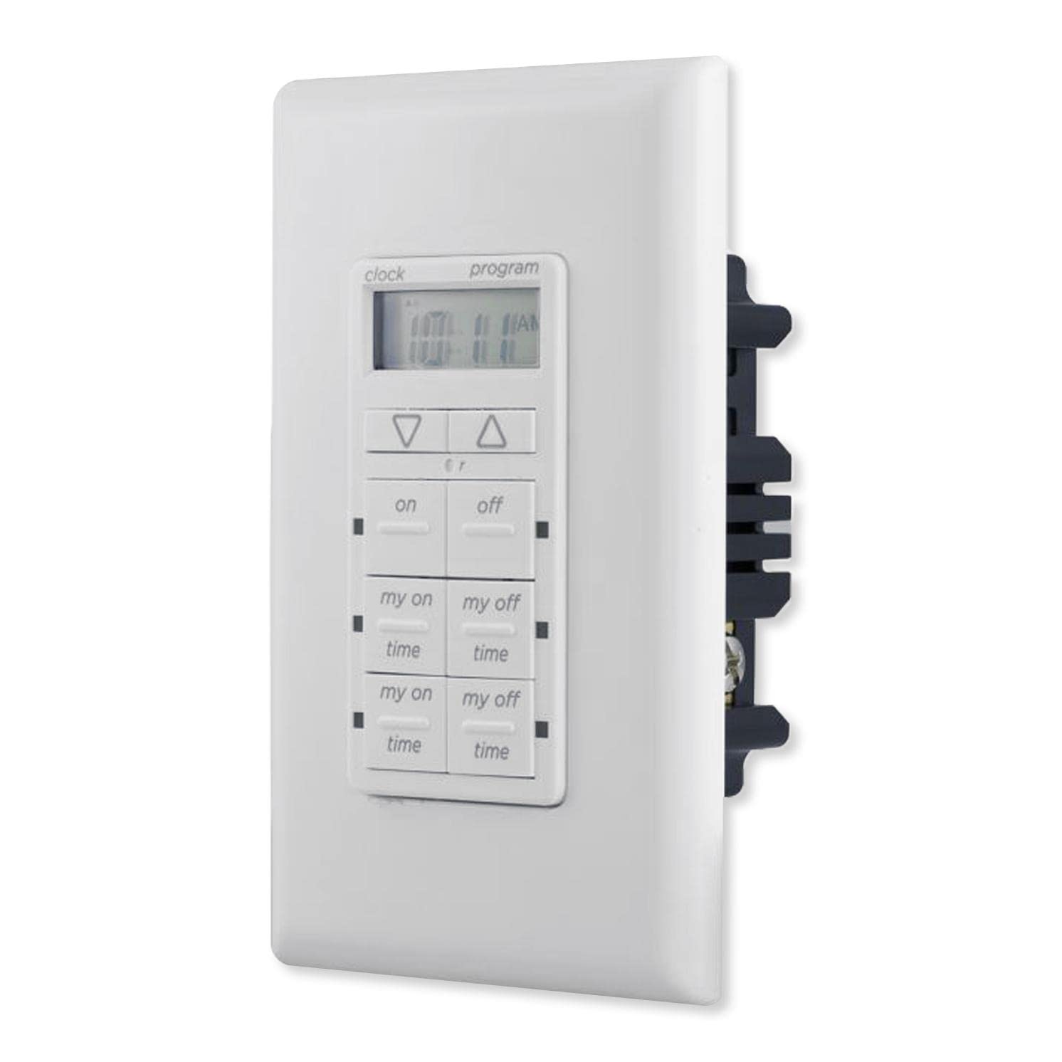 myTouchSmart In-Wall Digital Timer - 4 Programmable & 2 Quick On/Off Buttons, 24-Hour Cycle with Blue LED Display & Battery Backup - Perfect for Indoor/Outdoor Lights, Fans, Holiday Decorations & Home Automation (Model 26893)